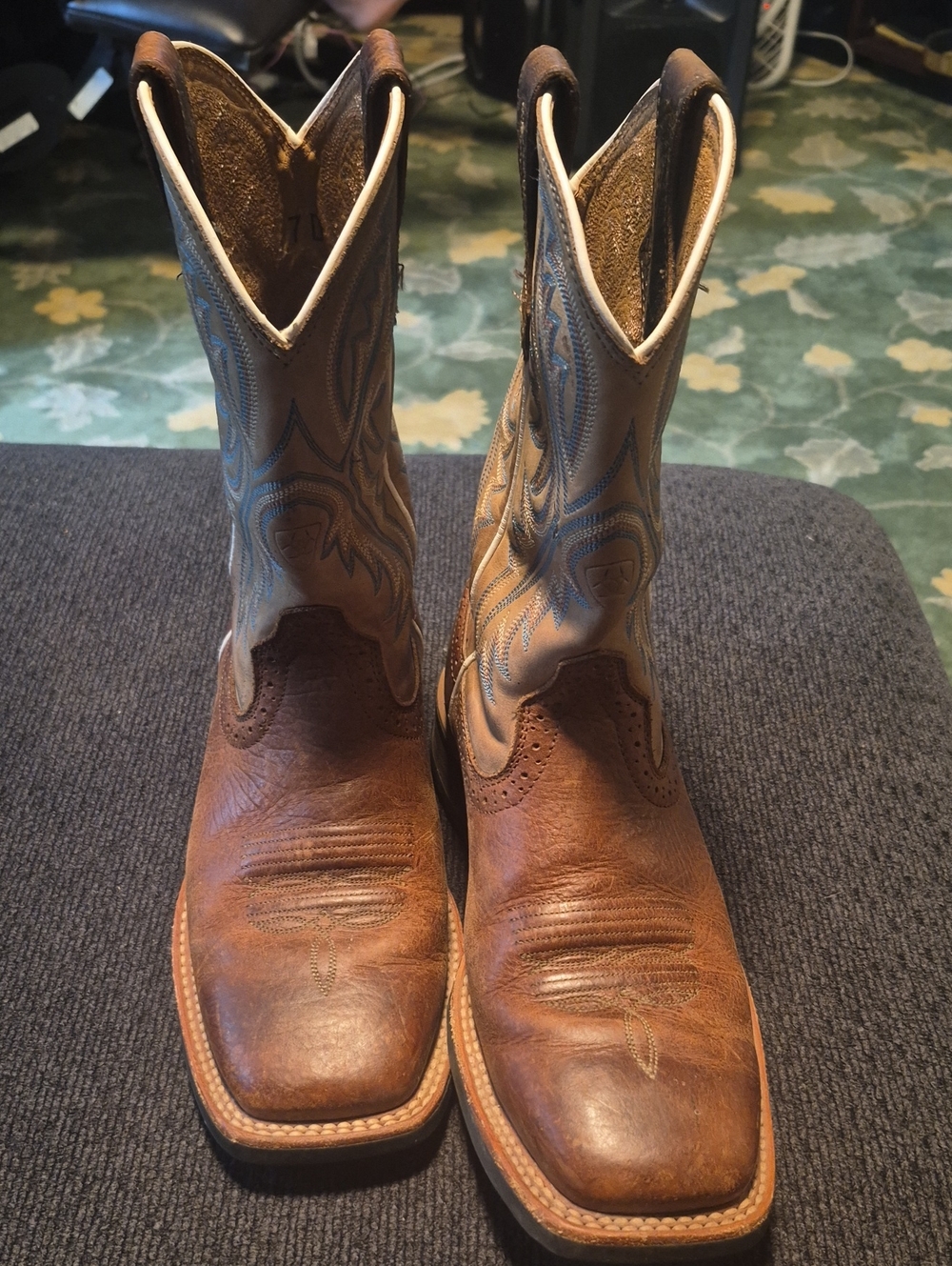 Ariat Two-Tone Brown Leather Cowboy Boots